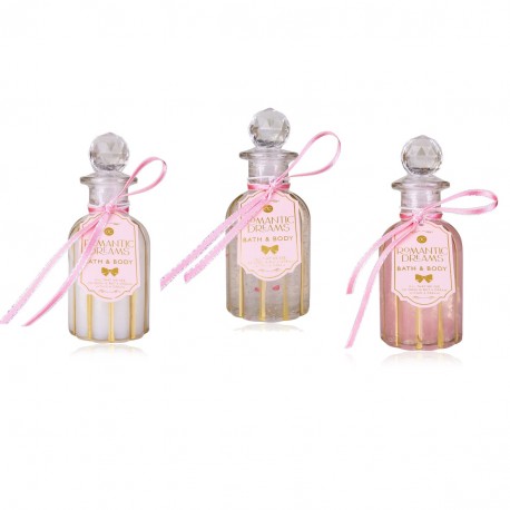 CLARA 120ml, Rose métallique brillant/Transparent à paillettes cœurs roses/Blanc
