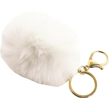 Grossiste Porte Clés Pompon Blanc