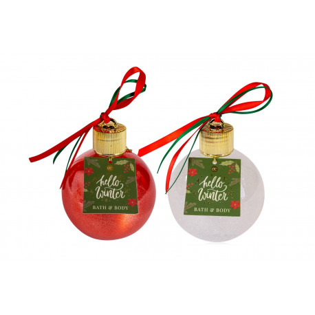 BOULE 240 ml Rouge pailleté/Transparent cristalline